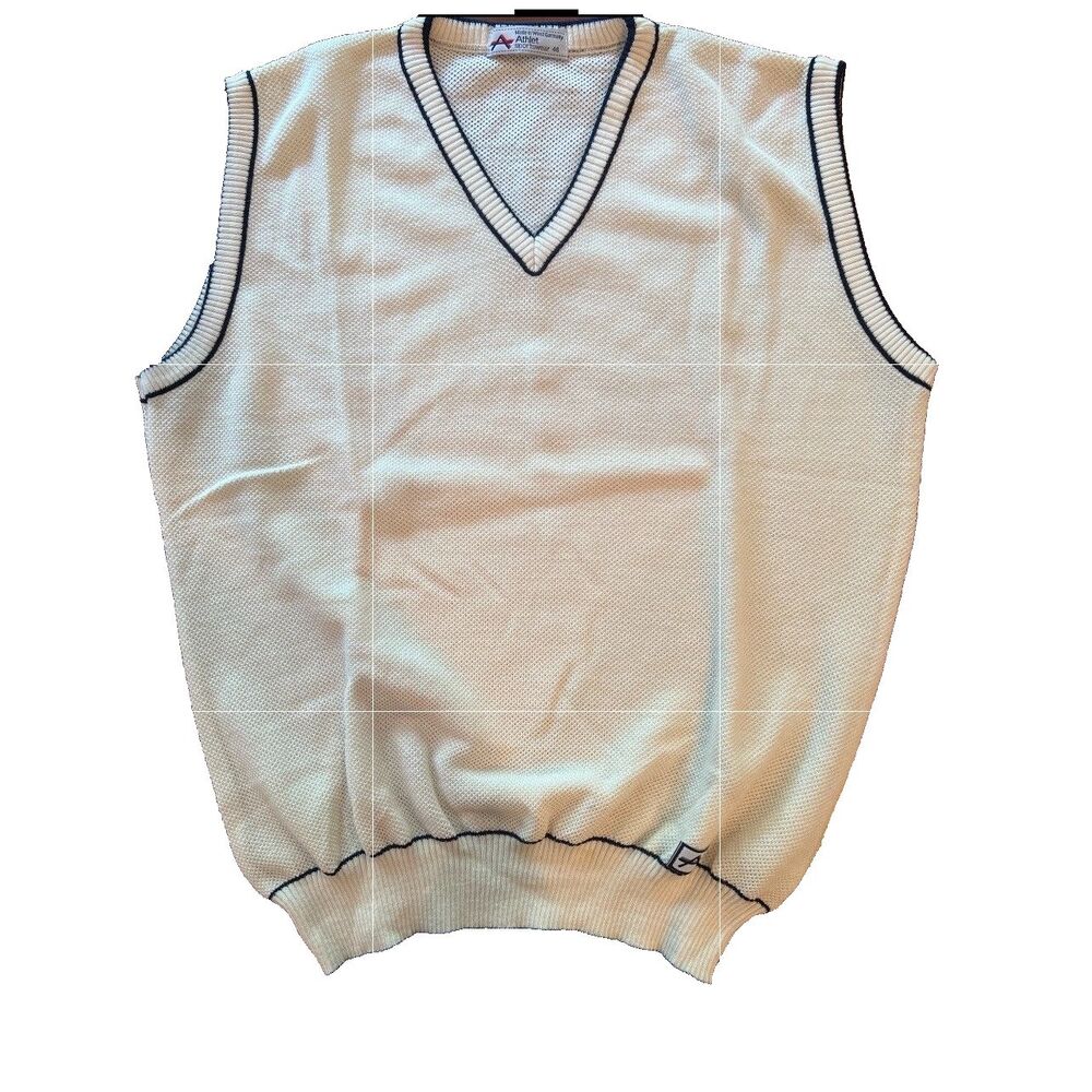 VTG Athlet Sportswear v neck vest cream cotton blend Tennis Cricket style